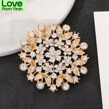 Модные цветы брошь для женщин свадебная булавка для одежды свадебный букет хрустальные броши ювелирные изделия подарок горный хрусталь воротник аксессуары