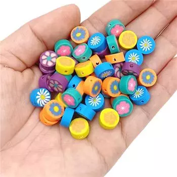 Модные цветы/буквы 10 шт., изготовление круглых свободных бусин, мягкая керамика для браслета, ожерелья, двухсторонние материалы для самодельных украшений Letter оранжевый