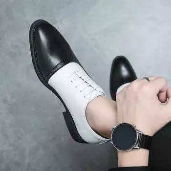 Модные деловые классические вечерние туфли мужские черные белые туфли дерби из кожи броги на шнуровке повседневные свадебные туфли формальные мужские туфли 38