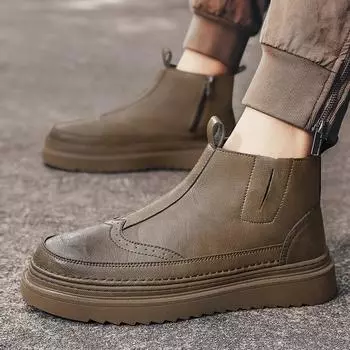 Модные деловые мужские классические ретро-ботинки челси, удобные модные тенденции, кожаные ботильоны, высокие ботинки на толстой подошве, британский бренд обуви 39 коричневый