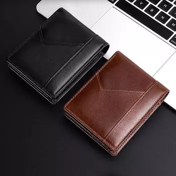 Модные деловые мужские кошельки, тонкий держатель для кредитных карт, RFID, масляный воск, кошельки из натуральной кожи, мужские аксессуары 11*2*8.5cm чёрный