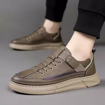 Модные деловые мужские туфли из натуральной кожи, стильные мужские удобные повседневные туфли, высококачественные мужские кроссовки, нескользящие мужские туфли на шнуровке 38 хаки