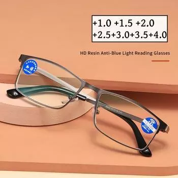 Модные деловые очки для чтения в полуоправе, модные очки с высокой четкостью, защищающие от синего света, очки для пресбиопии, очки для дальнозоркости+1.0 +1.0