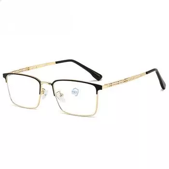 Модные деловые очки в полуоправе с золотой проволокой, плоские очки с защитой от синего света для мужчин и женщин, очки для чтения -0 degree anti-blue light