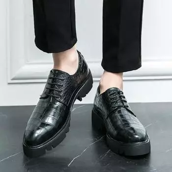 Модные деловые повседневные мужские кожаные туфли на толстой подошве для свадебных вечеринок, деловых платьев, для путешествий на открытом воздухе, универсальные мужские туфли 38 коричневый