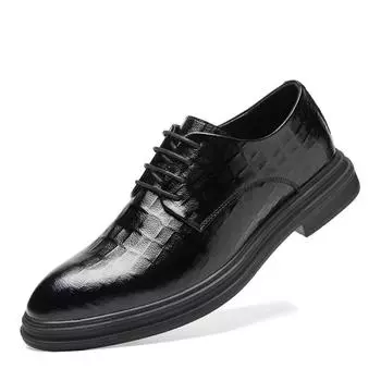 Модные деловые туфли для мужчин 2024 года, новые классические кожаные туфли для мужчин, модные туфли без застежек для мужчин, оксфорды 38 чёрный