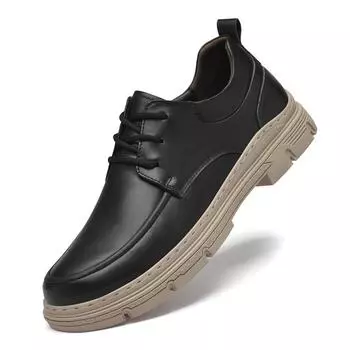 Модные деловые туфли на шнуровке 2024 года, новые туфли для вождения, дышащие мужские туфли на плоской подошве, оксфорды из натуральной кожи, мужская обувь для отдыха на открытом воздухе 37 чёрный