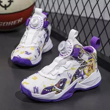 Модные детские баскетбольные кроссовки, удобные для мальчиков и девочек, кроссовки, нескользящие, износостойкие, кожаные, для спорта на открытом воздухе EU31