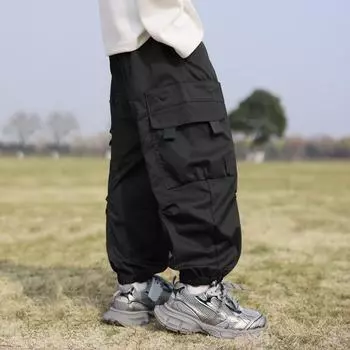 Модные детские брюки, брюки для мальчиков, весна и осень, новые водонепроницаемые брюки для детей среднего и большого возраста, подростковые свободные брюки для спешки 120120 [Recommended 105-115 height within 20 kg]