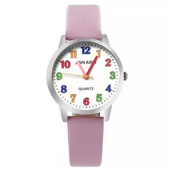 Модные детские часы, креативные кварцевые наручные часы с кожаным ремешком белый