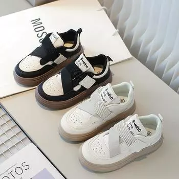 Модные детские кроссовки 2024 года, новый дизайн, модная спортивная обувь для мальчиков, повседневная обувь для девочек, дышащая нескользящая обувь для студентов, детская обувь 26 белый