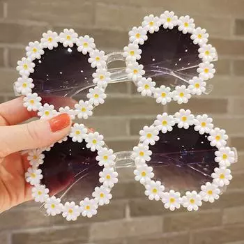Модные детские солнцезащитные очки Daisy, детские солнцезащитные очки с цветочными оттенками, креативные очки для девочек и малышей, UV400, защитные очки для улицы