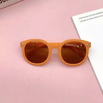 Модные детские солнцезащитные очки с цветочной сумкой в маленькой оправе, персонализированные солнцезащитные очки с защитой от ультрафиолета, трендовые очки оранжевый плед