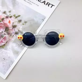 Модные детские солнцезащитные очки с милым медведем, детские солнцезащитные очки, мужские и женские солнцезащитные очки в форме сердца с защитой от ультрафиолета прозрачный белый