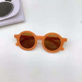 Модные детские солнцезащитные очки с защитой от ультрафиолета, затеняющие вогнутые детские солнцезащитные очки оранжевый плед