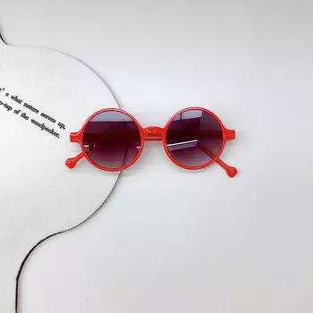 Модные детские солнцезащитные очки в ретро-круглой оправе для девочек, симпатичные солнцезащитные очки с защитой от ультрафиолета для мальчиков красный