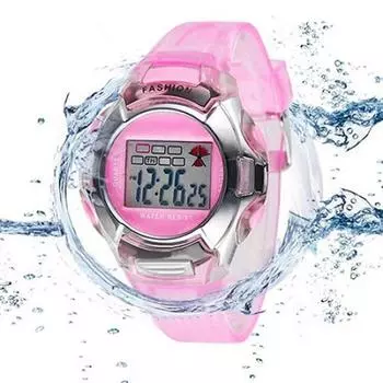 Модные детские унисекс многофункциональные водонепроницаемые электронные спортивные цифровые наручные часы фиолетовый