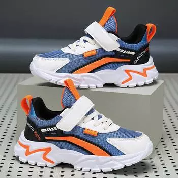 Модные детские всесезонные теннисные спортивные кроссовки для мальчиков и девочек, студенческие прогулочные повседневные кроссовки, дышащие, мягкие, удобные 29 синий