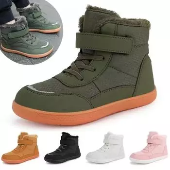 Модные детские зимние ботинки для малышей/маленьких/больших детей, зимние теплые хлопковые ботинки для мальчиков и девочек, детские зимние ботинки с широким носком для босых ног 25