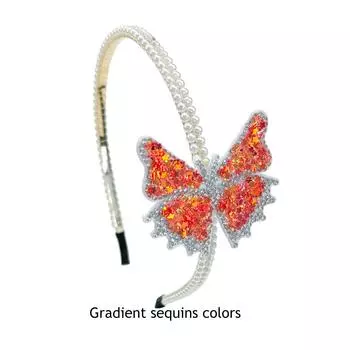 Модные Девочки Блестящие Бабочки Повязки для Волос Жемчуг Ретро Обруч для Волос Новые Элегантные Белые Жемчужные Повязки для Волос для Женщин Аксессуары для Головного Убора