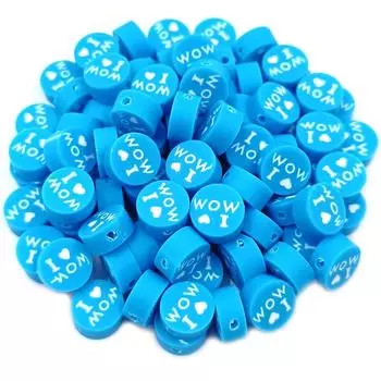 Модные DIY ювелирные материалы Мягкая керамика Цветы/Буквы 10 шт. для изготовления браслета, ожерелья, двухсторонние круглые свободные бусины Letter синий