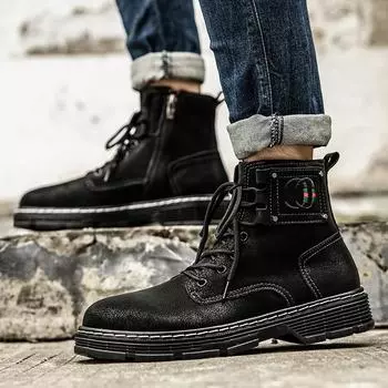 Модные дизайнерские брендовые мужские высокие ботинки, рыцарские мотоциклетные ботинки, мужская рабочая одежда на толстой подошве, персонализированные туфли с большим пальцем 38