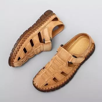 Модные дизайнерские брендовые полые сандалии, летние дышащие мужские туфли для вождения, деловые туфли для мужчин, подошва ручной работы 38 серый