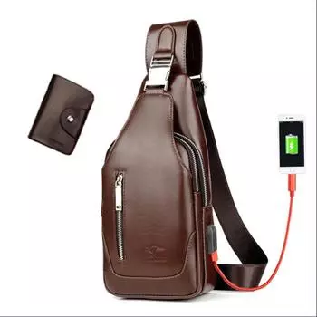 Модные дизайнерские кожаные мужские сумки через плечо с USB-зарядкой, сумки через плечо для мужчин, противоугонная нагрудная сумка, мужские спортивные дорожные сумки-мессенджеры