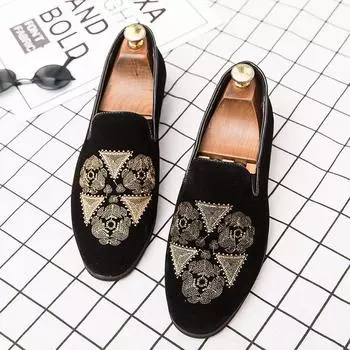 Модные дизайнерские кожаные туфли с вышивкой, роскошные повседневные официальные туфли для вождения, черные мокасины, мужские мокасины, итальянские свадебные офисные туфли для мужчин 6