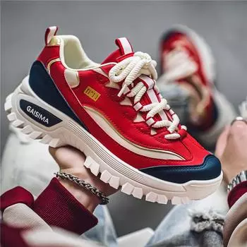 Модные дизайнерские красные кроссовки для мужчин, уличные повседневные кроссовки для отдыха на открытом воздухе, мужская оригинальная спортивная обувь на платформе, tenis hombres 39