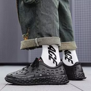 Модные дизайнерские мужские сандалии, дышащая повседневная обувь для мужчин, нескользящие пляжные сандалии для отдыха на открытом воздухе, 2024, новые мужские сандалии на платформе 36 чёрный