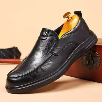 Модные дизайнерские мужские туфли без застежек, удобные кожаные мокасины с круглым носком для мужчин, туфли на плоской подошве, вечерние туфли, мужская обувь для вечеринок 38 чёрный