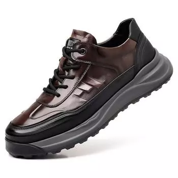 Модные дизайнерские новые кроссовки из натуральной кожи для мужчин весна-осень с мягкой подошвой на платформе модные мужские кроссовки в стиле ретро 38