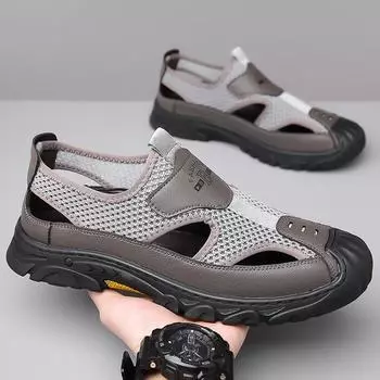 Модные дизайнерские новые мокасины с сетчатой подошвой для мужчин на платформе, модные летние сандалии для спорта на открытом воздухе, мужские кожаные туфли 38