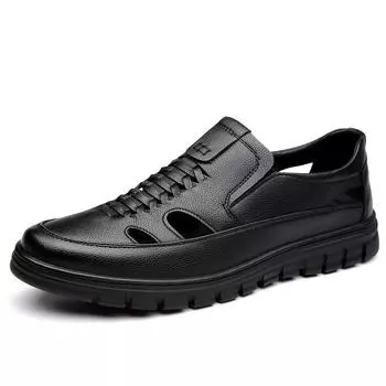 Модные дизайнерские новые мужские мокасины в британском стиле с полыми носками, модные кожаные мужские туфли на толстой подошве с неглубоким носком для походов на открытом воздухе 38 чёрный