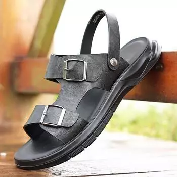 Модные дизайнерские новые мужские сандалии в британском стиле с пряжкой в стиле ретро, летние модные кожаные туфли без застежек для отдыха на открытом воздухе, пляжная повседневная мужская обувь 38