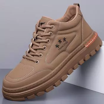 Модные дизайнерские новые мужские туфли на толстой подошве, увеличивающие рост, являются лидерами продаж зимой с плюшевой хлопковой обувью для мужской повседневной обуви 38 коричневый