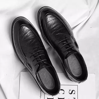 Модные дизайнерские новые полые толстые подошвы мужские туфли Brock летние модные британские ретро туфли без застежек из мягкой кожи для мужчин 37