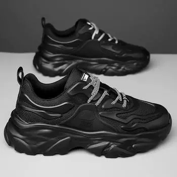 Модные дизайнерские новые сетчатые однотонные мужские кроссовки с толстой подошвой весна-осень модные мужские кроссовки с мягкой подошвой для отдыха на открытом воздухе повседневные унисекс-обувь 38