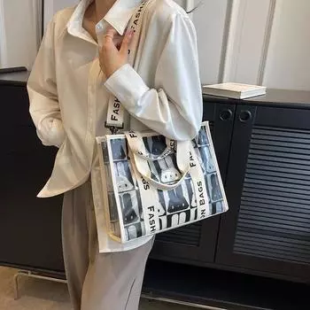 Модные дизайнерские сумки из ПВХ с граффити, новые большие вместительные сумки через плечо для леди, классные сумки через плечо для девушек