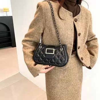 Модные дизайнерские сумки в клетку, сумка на цепочке, повседневная универсальная сумка через плечо с замком для женщин 23x15x6cm