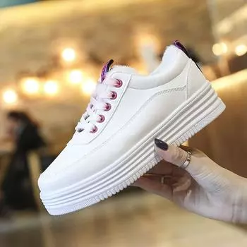 Модные дизайнерские теплые плюшевые кожаные туфли на плоской подошве, роскошные студенческие повседневные спортивные туфли белого цвета для женщин, классические кроссовкиjhu7 35 чёрный