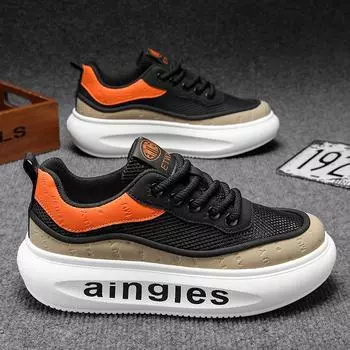 Модные дизайнерские туфли для досок, модная повседневная мужская обувь, новинка 2024 года, спортивная обувь, мужские туфли для скейтборда на толстой подошве 39 оранжевый