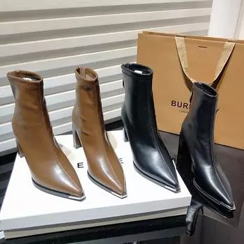 Модные дизайнерские винтажные женские ботильоны на высоком каблуке с металлическим декором, уличные женские элегантные короткие ботинки Botas De Mujer 35 коричневый