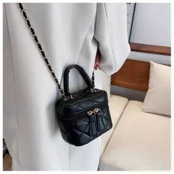 Модные дизайнерские женские сумки из искусственной кожи с цепочкой, повседневные женские сумки-тоут, черные женские сумки-ведра через плечо чёрный