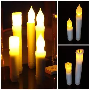Модные длинные беспламенные свечи, мерцающие светодиодные чайные свечи, чайные свечи на батарейках 10.6cm