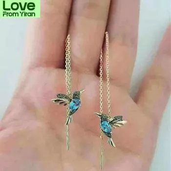 Модные длинные цепочки с птицами, длинные висячие серьги для женщин, элегантные ювелирные изделия с кисточками для девочек, индивидуальный подарок Eh611