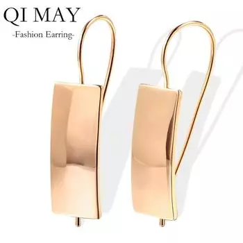 Модные длинные квадратные глянцевые серьги для женщин, классические простые висячие серьги розового золота, винтажные свадебные украшения