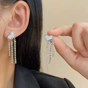 Модные длинные любовные бриллиантовые цепочки с кисточками и геометрическими серьгами-джокерами женские