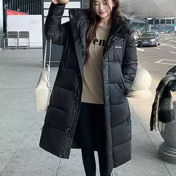 Модные длинные парки для женщин, пальто, толстые женские теплые зимние пальто с капюшоном, большие размеры, черные куртки M чёрный